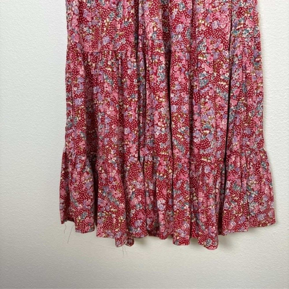 Angie Floral Smocked Back Tiered Ruffle Mini Dress Flutter Sleeve Women's S Boho - Picture 2 of 7